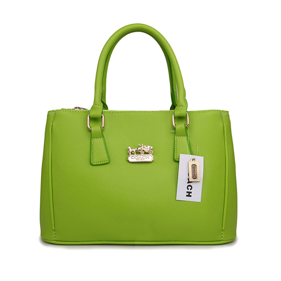 Coach In Saffiano Medium Green Satchels AVZ - Click Image to Close